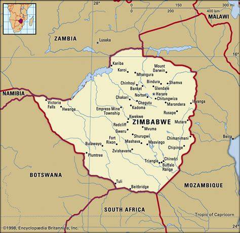 Mapa pôvodu: Južná Afrika a Rhodesia (Zimbabwe)