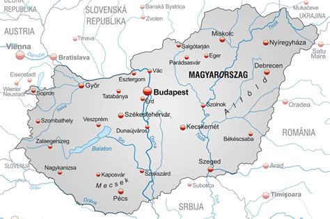 Mapa Maďarska s vyznačenými historickými loviskami