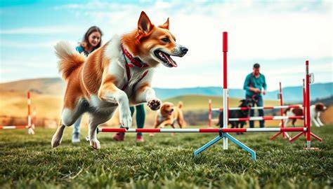 Obrázok ukazujúci Pudla veľkého v aktívnom prostredí (agility, parkúrové súťaže)
