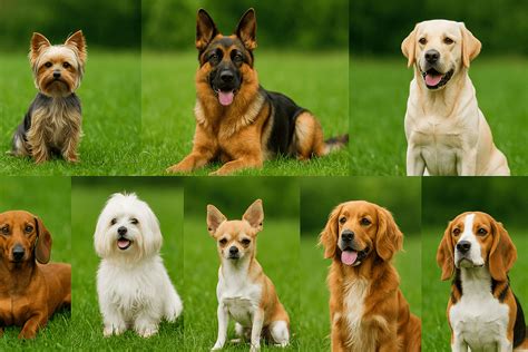 Koláž rôznych plemien psov na vyfarbenie