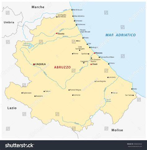 Mapa regiónov Maremma a Abruzzo, odkiaľ plemeno pochádza