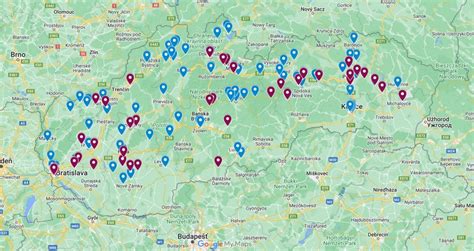 Mapa chovateľských staníc Československého vlčiaka