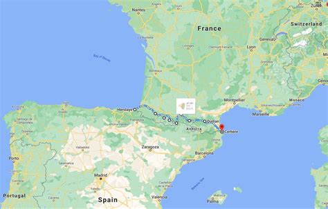 Mapa pohoria Pyreneje
