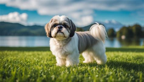 Šťastný pes Shih-tzu v parku