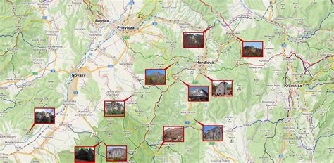Mapa Bojníc a okolia s vyznačenými atrakciami