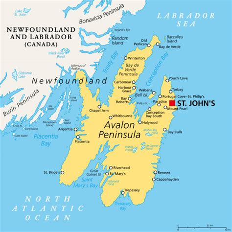 Mapa ostrova Newfoundland