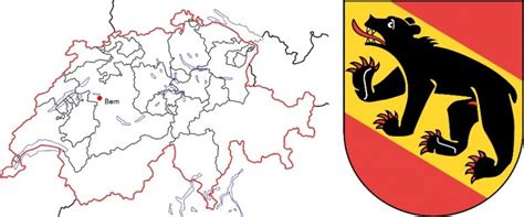 Mapa regiónu Bern vo Švajčiarsku