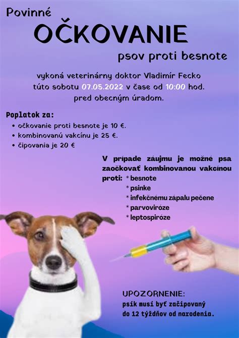Štítok očkovania psa proti besnote