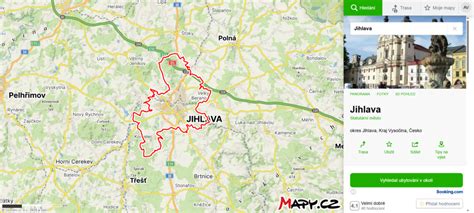 Mapa Jihlavy s vyznačenou lokalitou