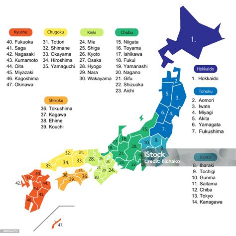 mapa Japonska s vyznačenými oblasťami pôvodu Shiba Inu