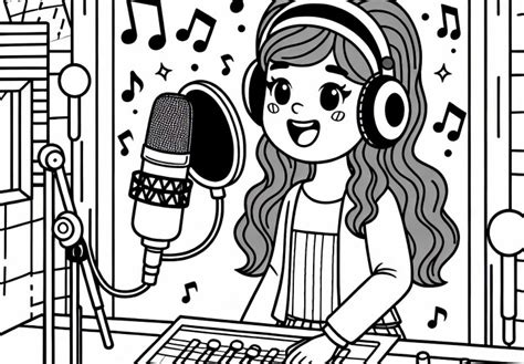 Ilustrácia speváka v nahrávacom štúdiu