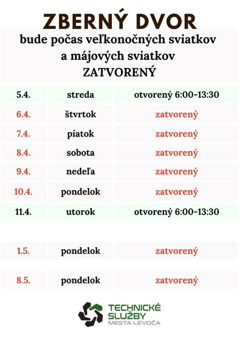 Zberný dvor a jeho prevádzkové hodiny