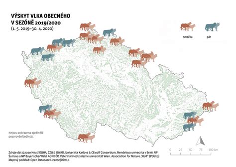 Mapa rozšíření jelena evropského a jelena siky