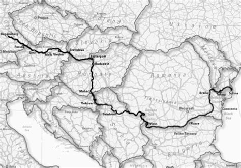 Mapa Dunaja a Železné vráta