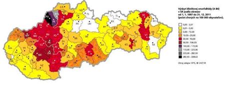Mapa výskytu kliešťov na Slovensku