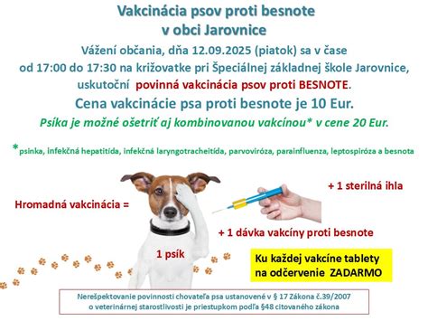 Štruktúra vakcinácie psa