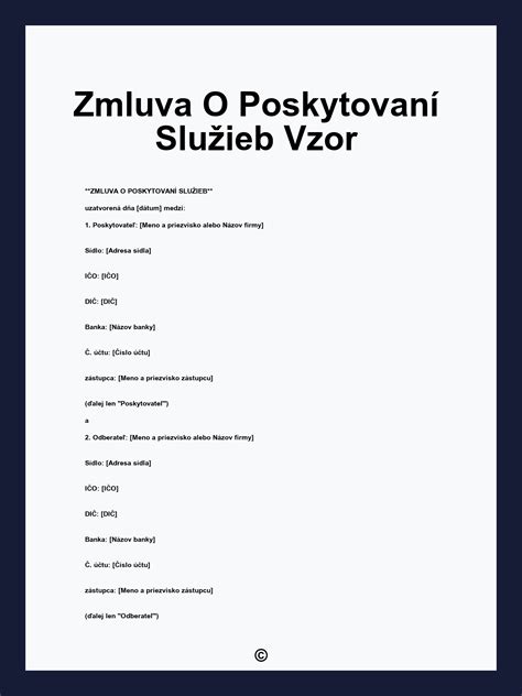 Diagram typov zmlúv o poskytovaní služieb