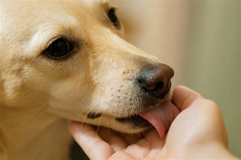 Pes olizuje ruku človeka