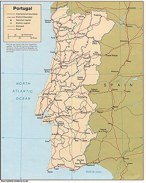 Mapa Portugalska s vyznačeným pohorím Serra da Estrela