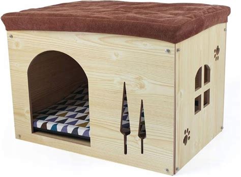 Drevený pelech pre psa s matracom