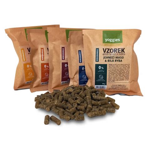 Ilustrácia rôznych druhov granúl pre psov