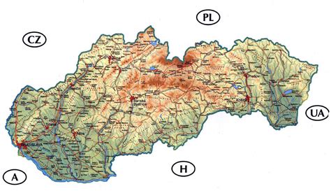 Mapa Slovenska s vyznačenými regiónmi
