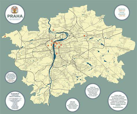 Mapa Prahy s vyznačenými dog-friendly miestami a pary