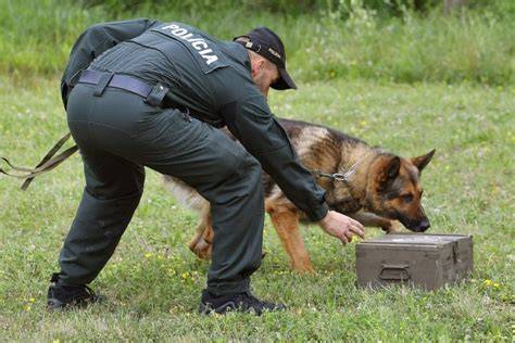 policajný psovod a služobný pes na hliadke
