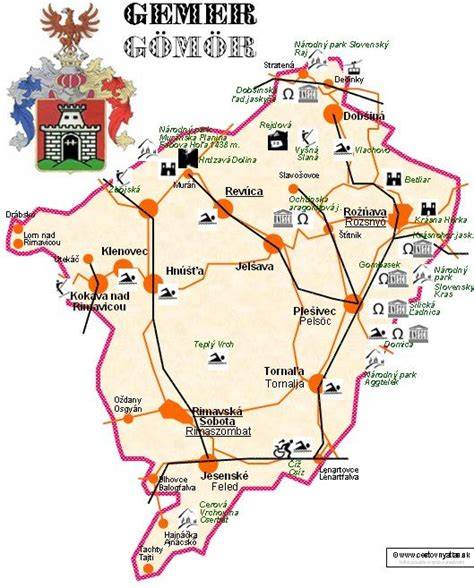 Mapa regiónu Gemer a okolité chovateľské aktivity