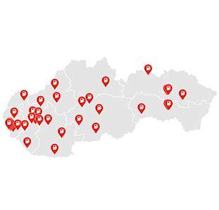 Mapa distribúcie chovateľských staníc a dostupnosti šteniatok na Slovensku