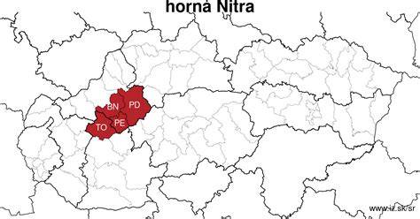Mapa regiónu Nitry s najfrekventovanejšími miestami na rozmiestnenie plagátov