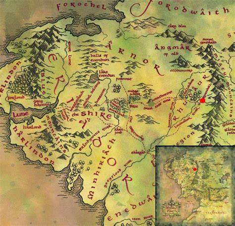 Mapa: Valinor, Himlad, Nargothrond a Doriath v príbehu Huan