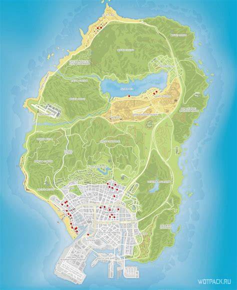 Mapa interaktívnych miest z GTA 5 a ich zobrazenie v 2D pohľade