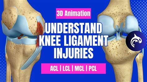 Infografika znázorňujúca anatomické vzťahy ACL, PCL a ich hlavné funkcie v kolene