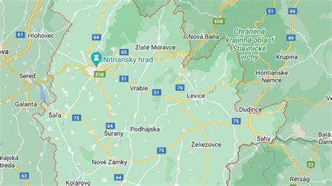 Mapa regiónu Nitrianskeho kraja s útulkami a kontaktnými miestami