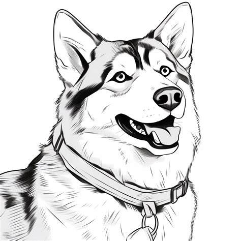 skica husky s detailným chvostom