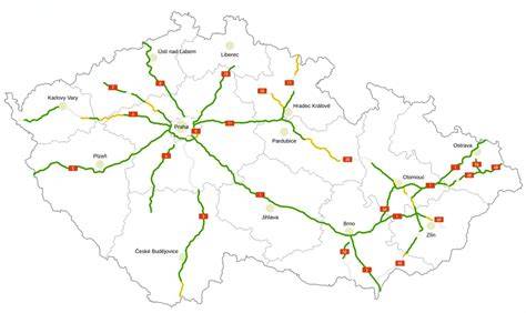 Mapa pokrytia mýta v Českej republike a náväzných cestách