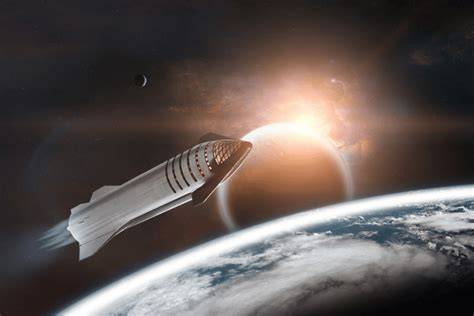 grafika: rozprávková vesmírna krajina a lietajúca raketa