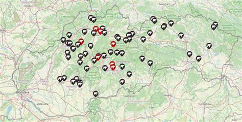 Mapa povolení a evidencie zbraní na Slovensku