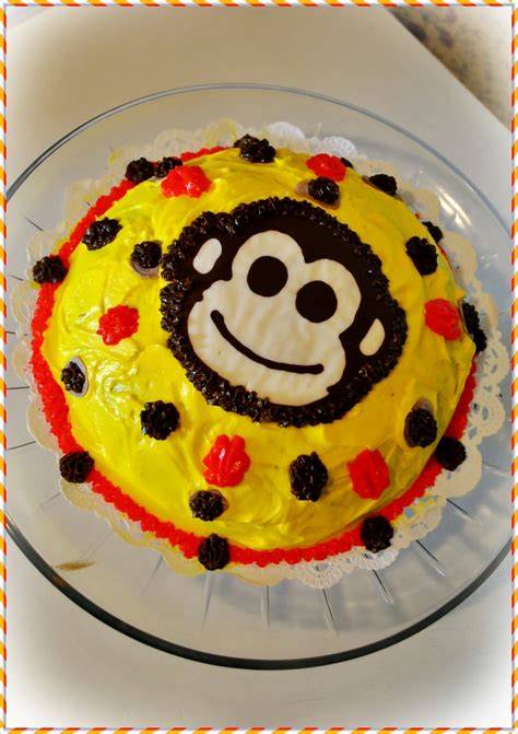 chocolate monkey cake with banana filling
