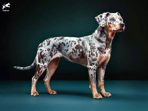 Infografika: Charakteristiky plemena Louisiana Catahoula Leopard Dog (veľkosť, srsť, farebnosť a typické znacenie)