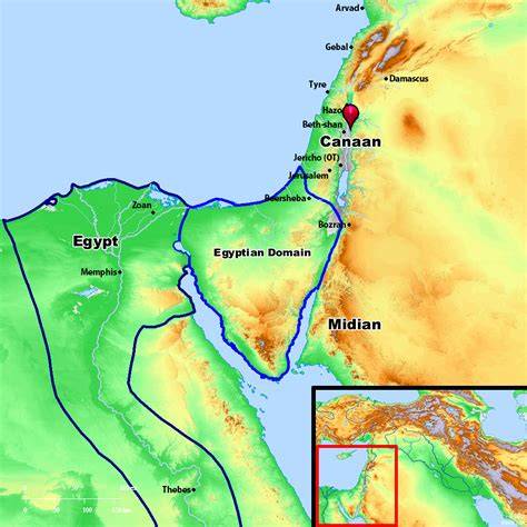 Mapa pôvodu: oblasť Negev a Kanaán