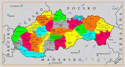Mapa Slovenska s vyznačením regiónov, kde pôsobia významné CHS Francúzskych buldočkov