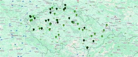 Mapa vybraných značiek obojkov a dosahov pri poľovníckych účeloch