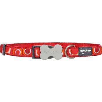 Kľúčové komponenty obojku Red Dingo: nylonový popruh, husté okraje, spona Buckle Bone, reflexné prvky