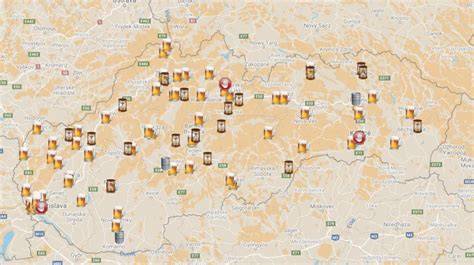Mapa slovenských remeselných pivovarov a distribúcie sudového piva