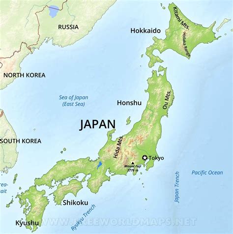 Mapa Japonska s vyznačenou oblasťou Akita
