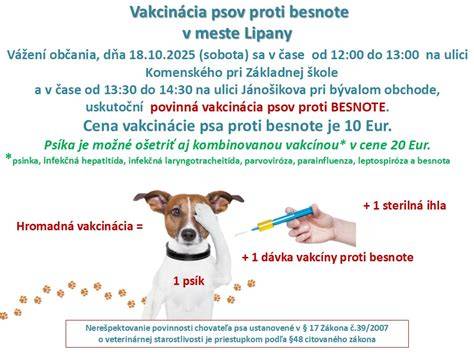Graf: Ročné očkovania proti besnote a odporúčané doplnkové vakcinácie