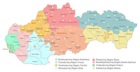 Mapa a prehľadnej ukážky populárnych stredne veľkých plemien na Slovensku