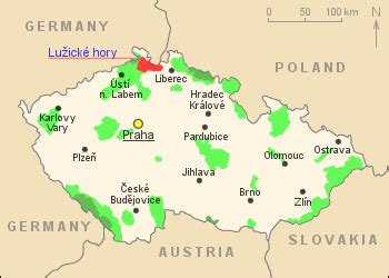 Mapa Lužických hôr s vyznačenou rozhľadňou Hvozd